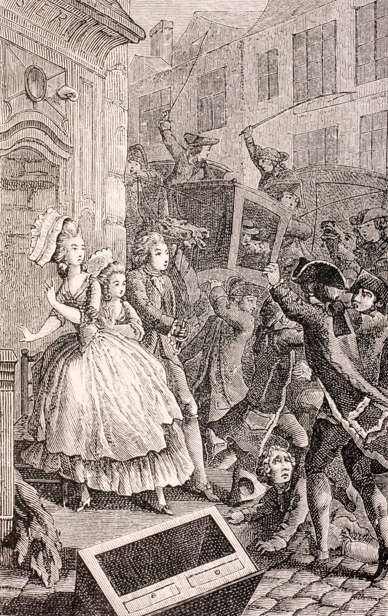 Ett gatubråk i Paris på 1700-talet, från 