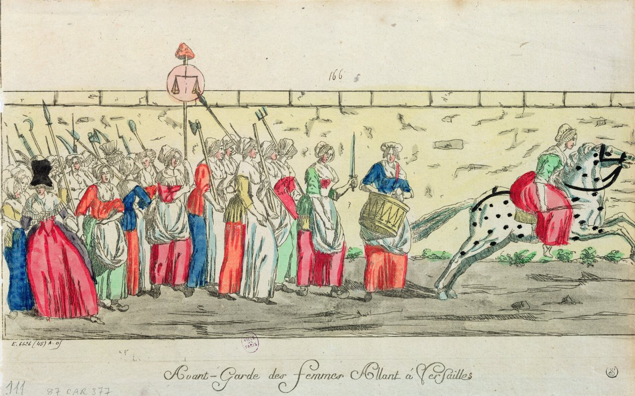 Avancerad vakt över kvinnorna på väg till Versailles den 5 oktober 1789 av French School