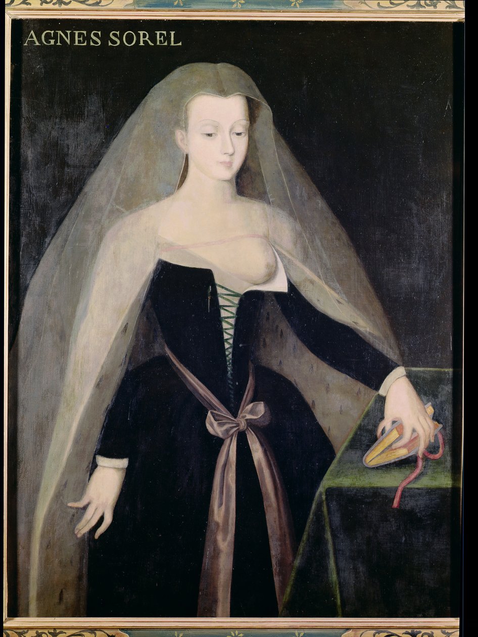 Agnes Sorel (ca 1422-50) Karl VII:s favorit (1403-61) av French School