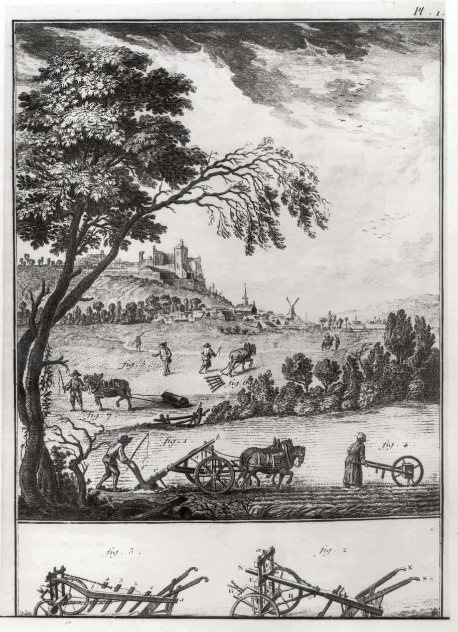 Jordbruk, tavla I från Encyclopaedia of Denis Diderot (1713-84) 1762 av French School