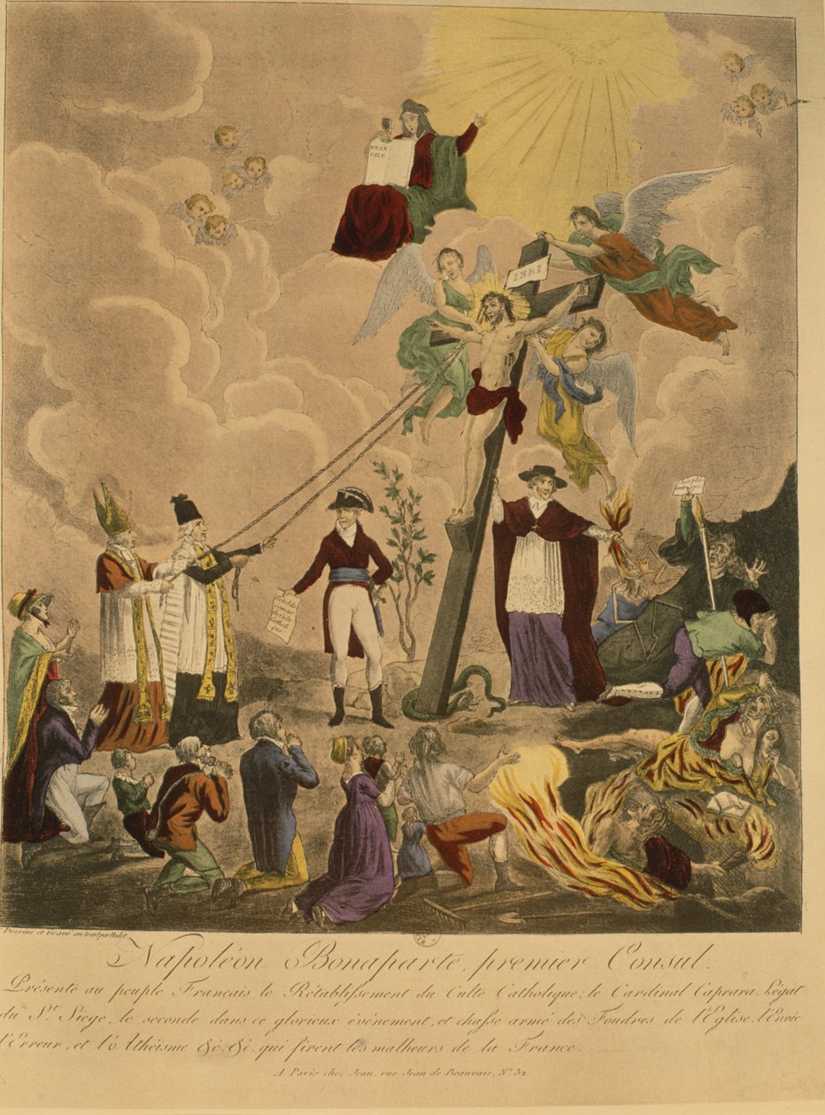Allegori över återinförandet av den katolska religionen i Frankrike 1802 under Napoleon Bonaparte som förste konsul, 1802 av French School