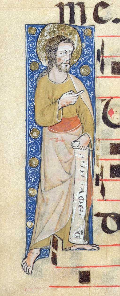 En apostel som håller en phylactery, Judica me deus, c.1320 av French School