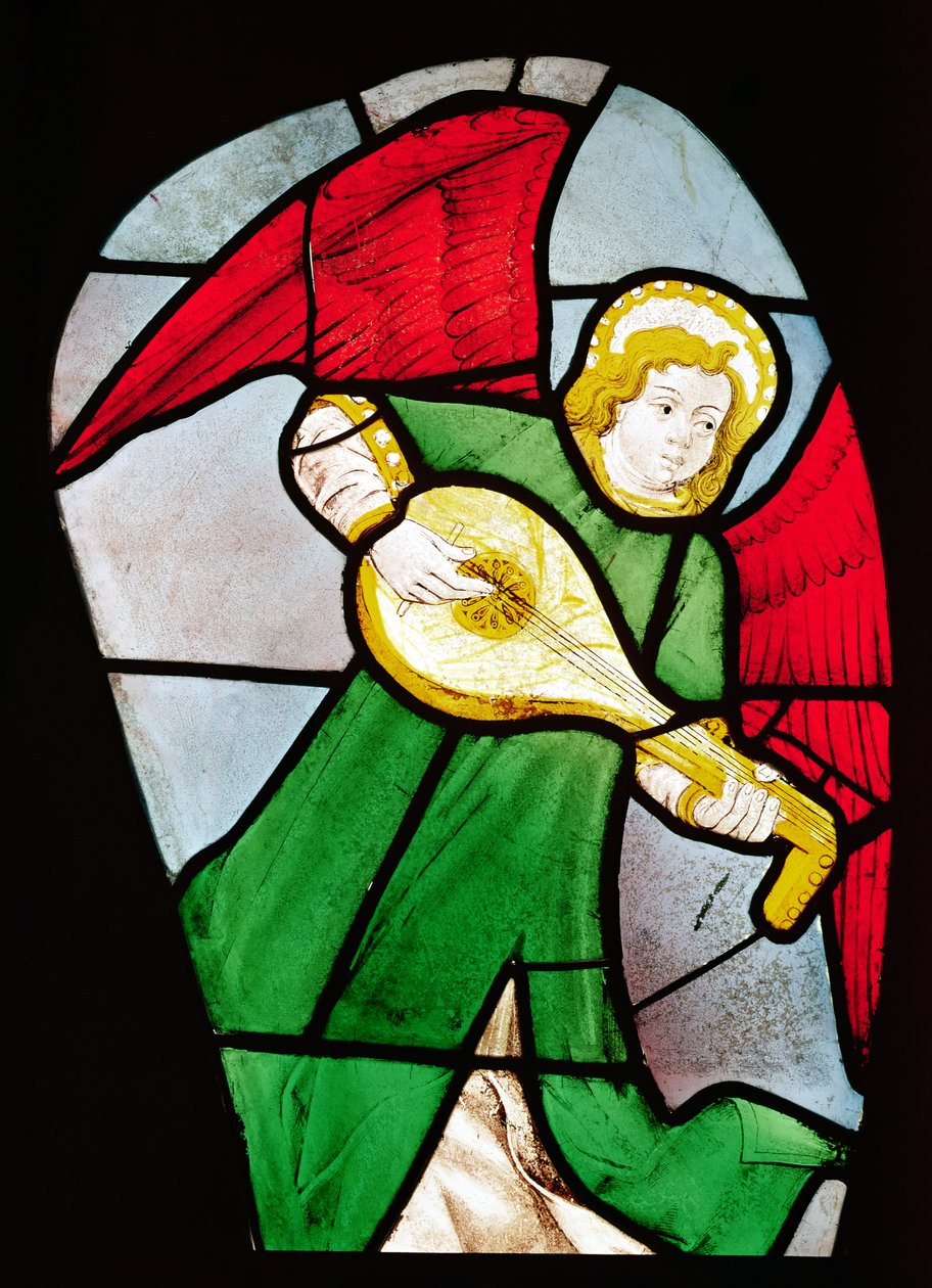 Ängelmusiker (målat glas) av French School