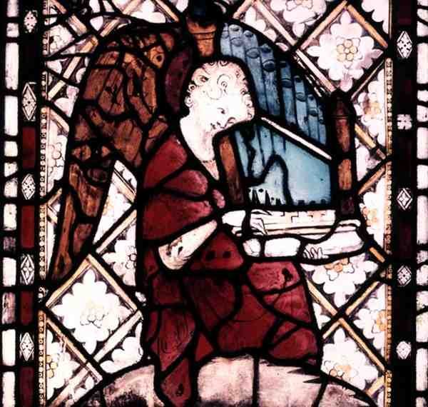 Ängel som spelar en orgel, c.1330 av French School