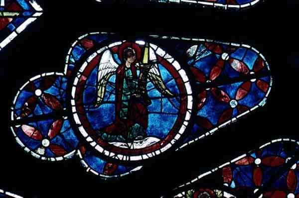 Ängel, detalj från norrrosfönstret, c.1223 av French School