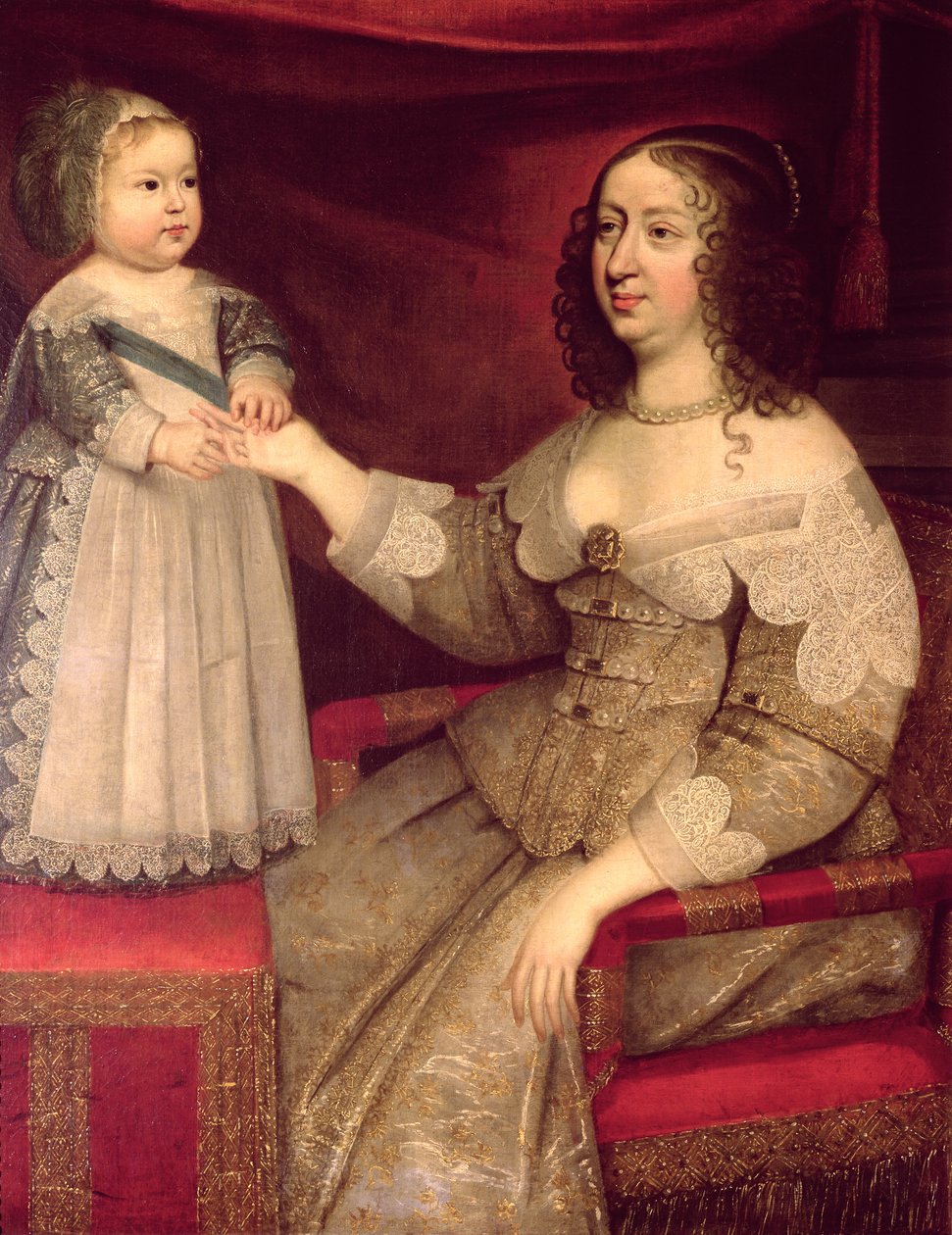 Anne av Österrike (1601-66) med sin son Ludvig XIV (1638-1715) av French School