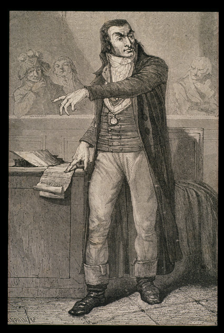Antoine Quentin Fouquier-Tainville (1747-95) som allmän åklagare vid revolutionsdomstolen, graverad av Blanpain av French School