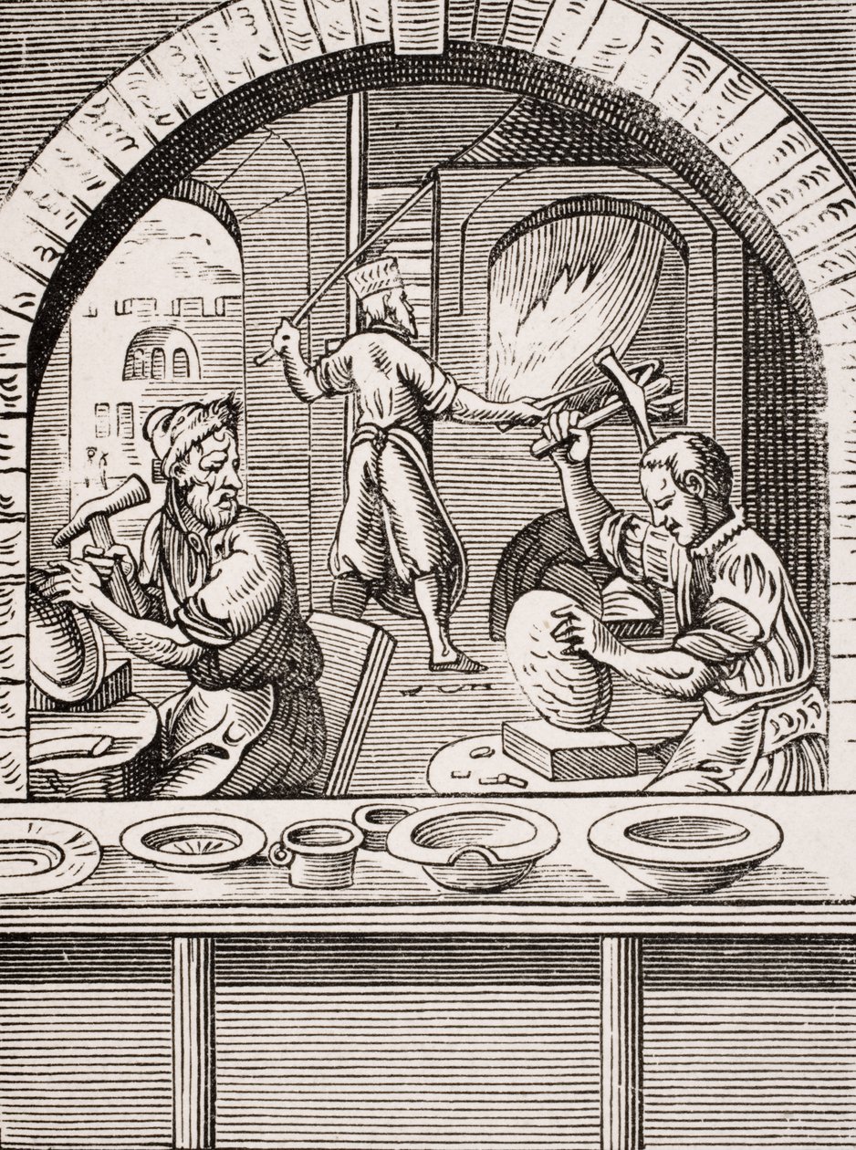 Basin Maker, reproduktion av ett träsnitt av Jost Amman (1539-91) från 