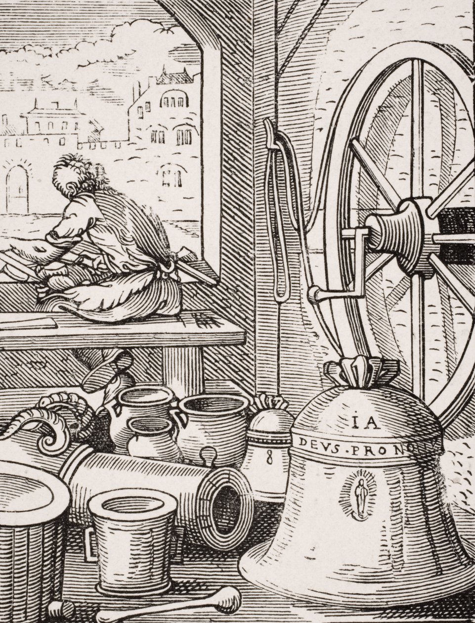 Bell and Cannon Master, reproduktion av ett träsnitt av Jost Amman (1539-91) från 
