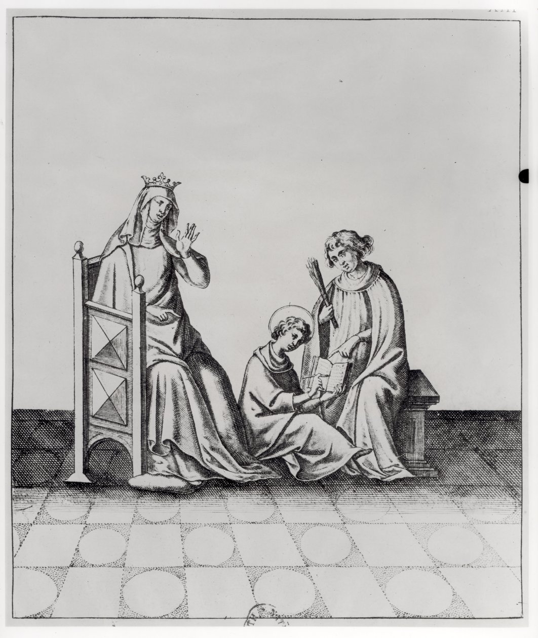 Blanche de Castille (1188-1252) Frankrikes drottning och hennes son Louis vid hans studier av French School