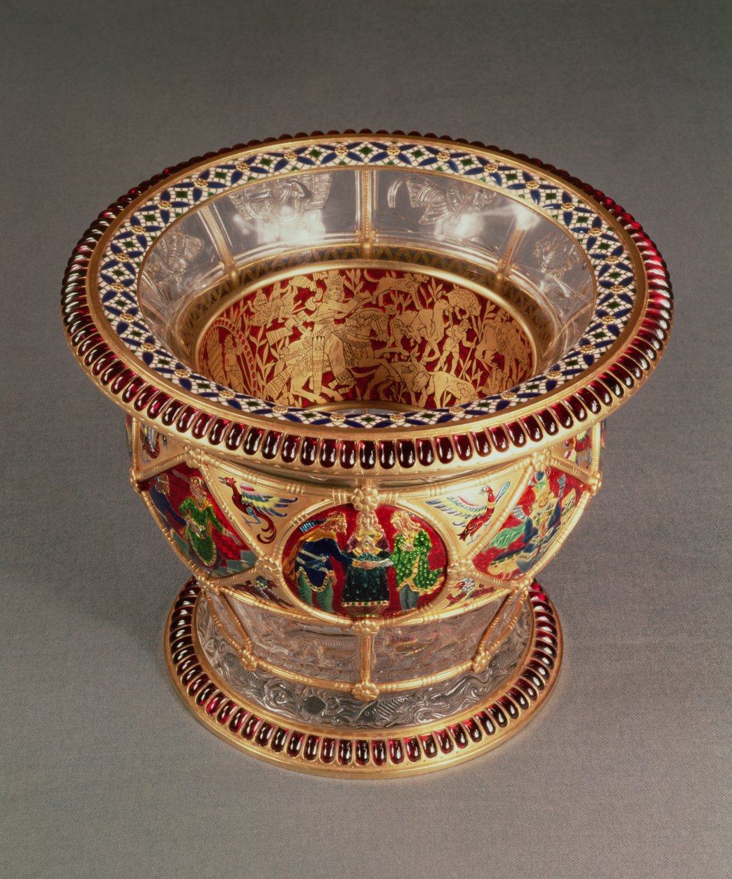 Box med plique-a-jour och cloisonne-emaljering, av Alexis Falize, Paris, ca 1870 (bergkristall, guld och emalj) av French School