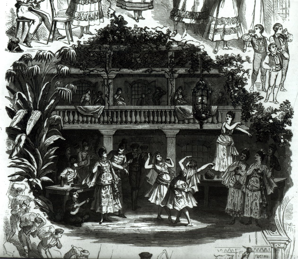 Carmen i tavernan Lilas Pastia, scen från operan av Georges Bizet (1838-75) av French School