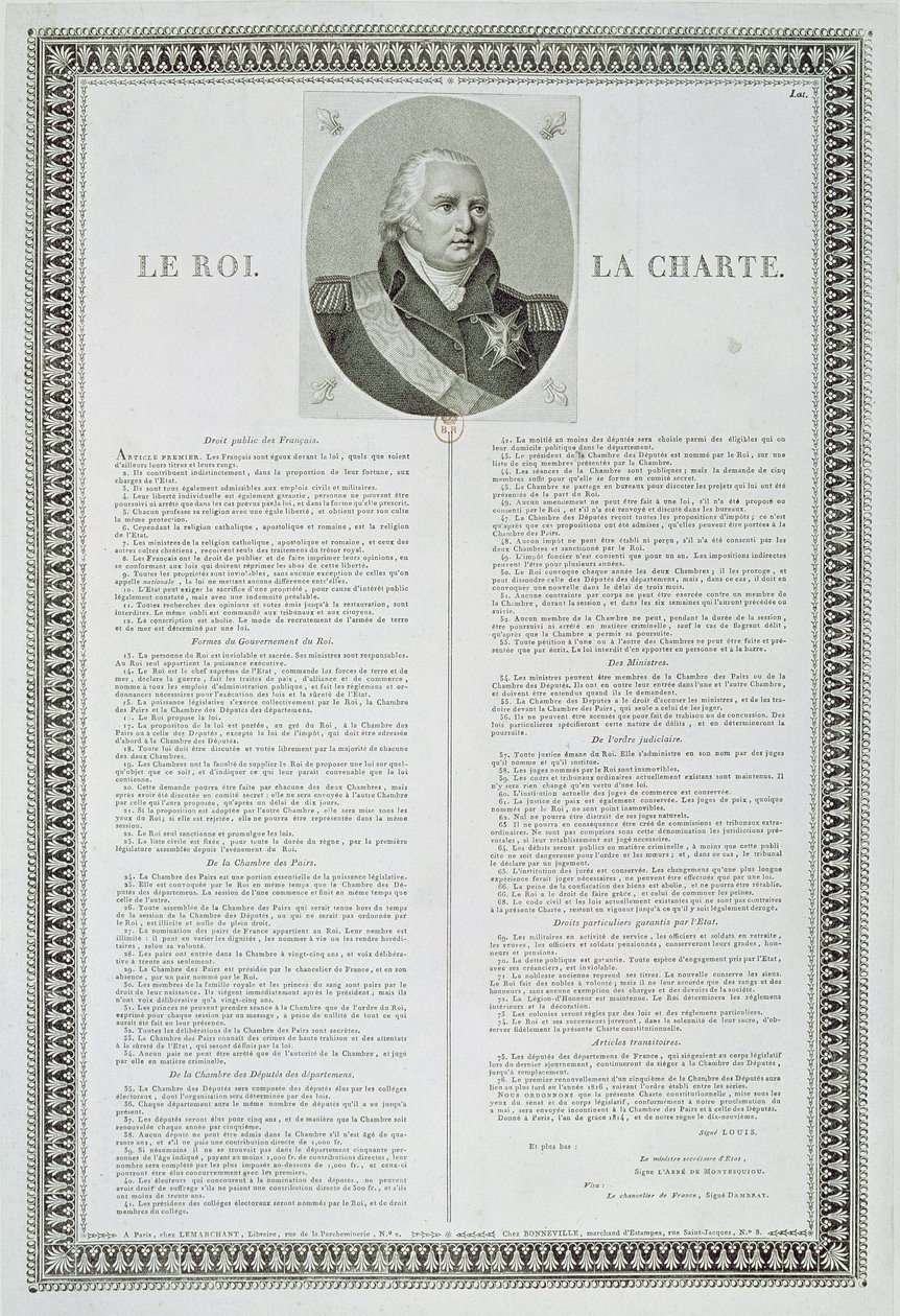 Ludvig XVIII:s stadga (1755-1824) 1814 av French School