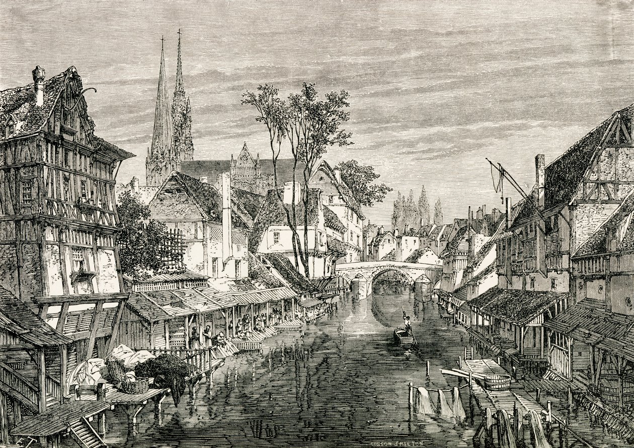 Chartres, Frankrike, på 1800-talet, från "French Pictures" av pastor Samuel G. Green, publicerad 1878 av French School