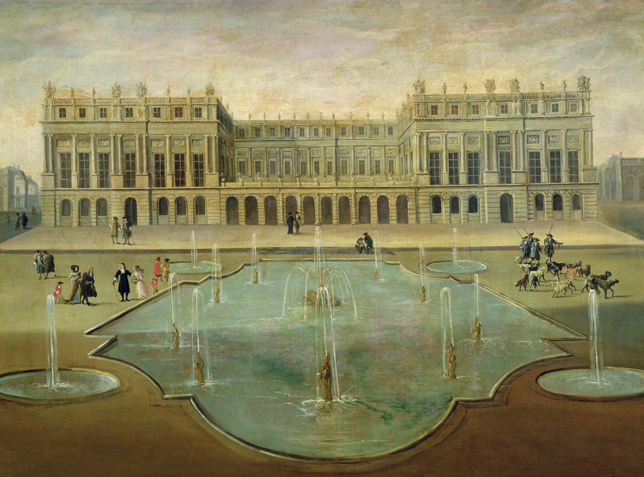 Chateau de Versailles från trädgårdssidan, före 1678 av French School