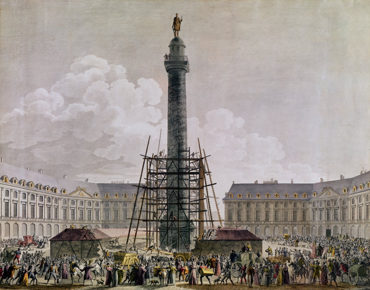 Konstruktion av Vendome-kolonnen 1803-10 av French School