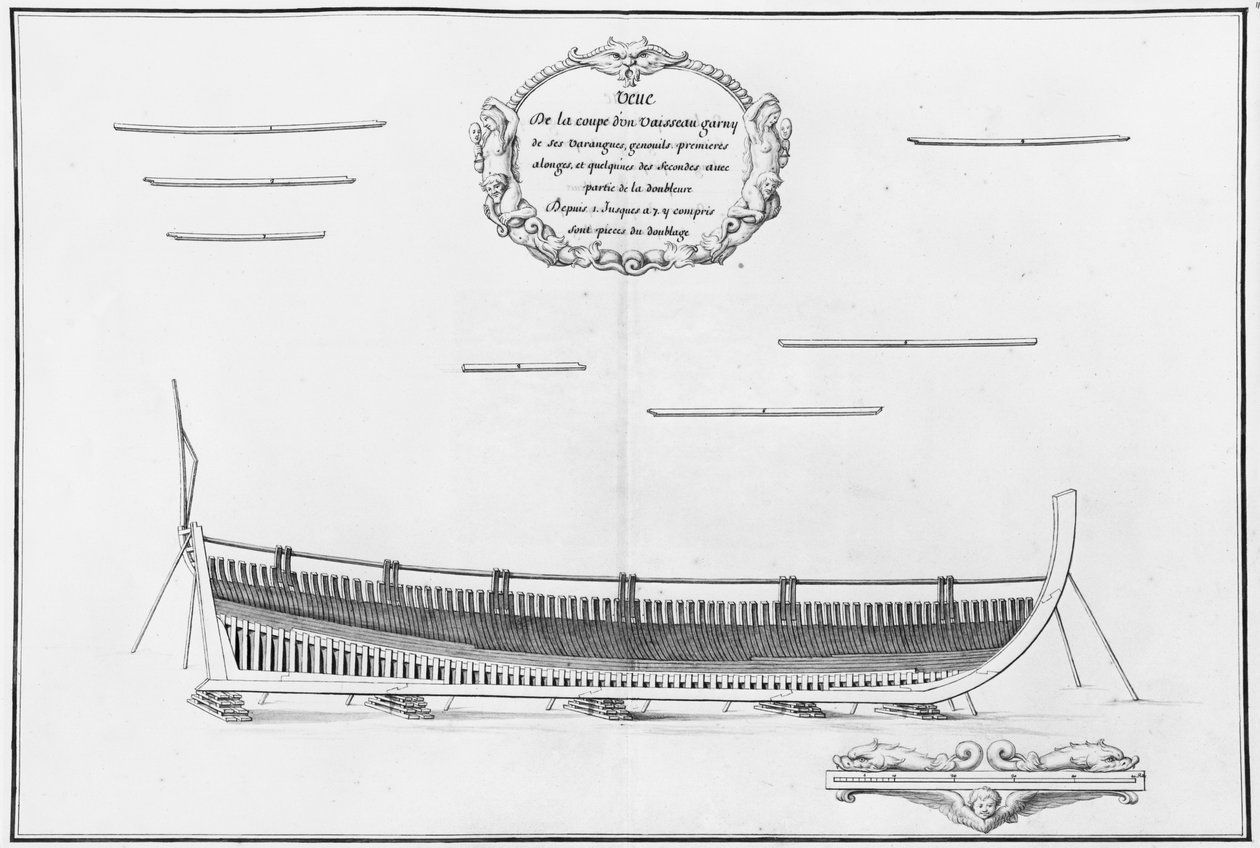 Tvärsnitt av ett kärl med dess golvplattor, illustration från 