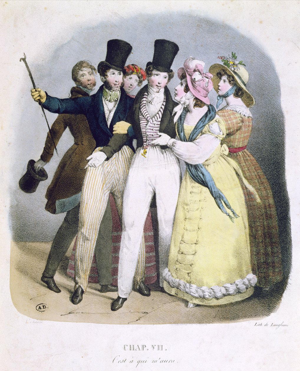 Dandy med beundrare, c.1830 av French School