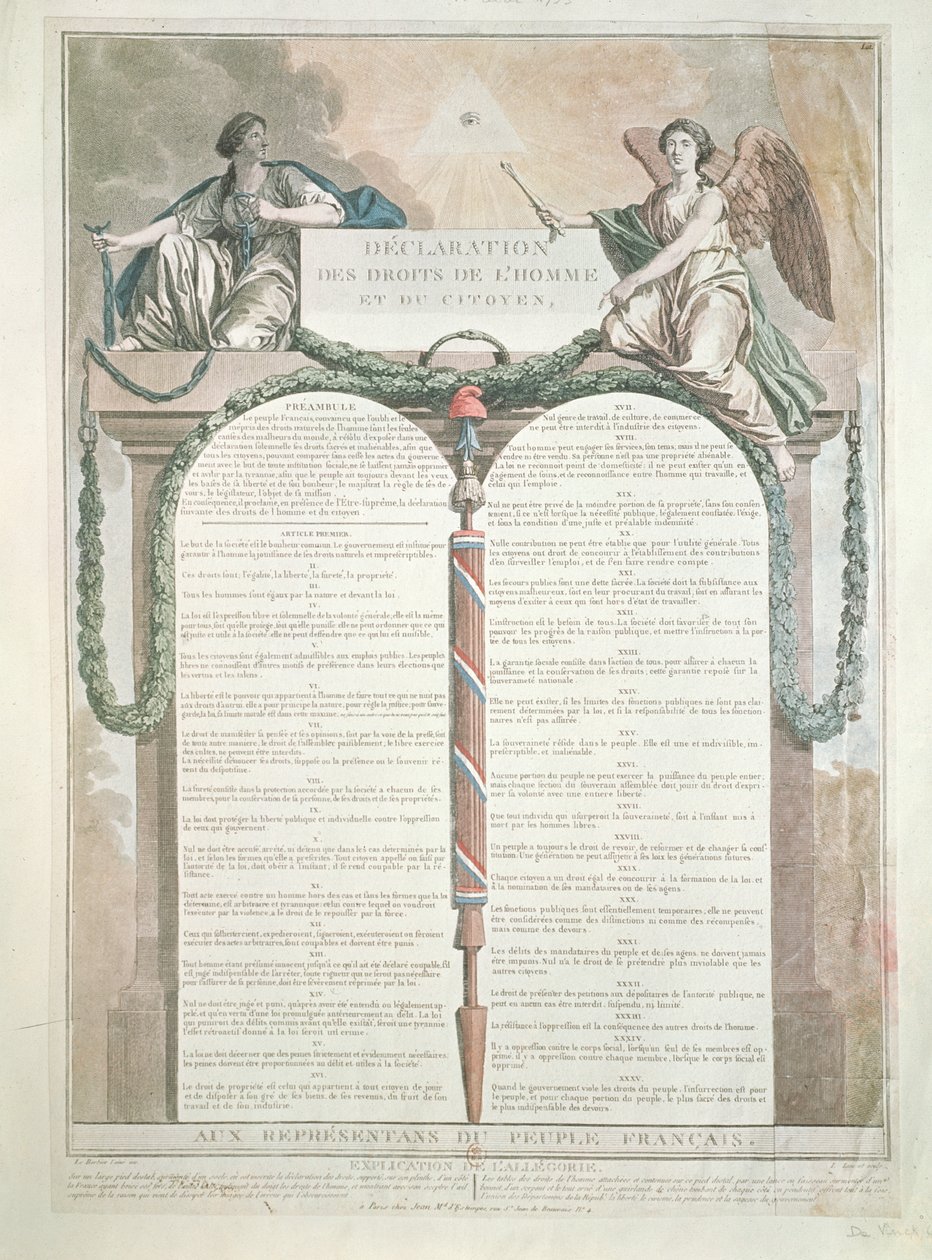 Deklaration om människans rättigheter, 10 augusti 1793 av French School