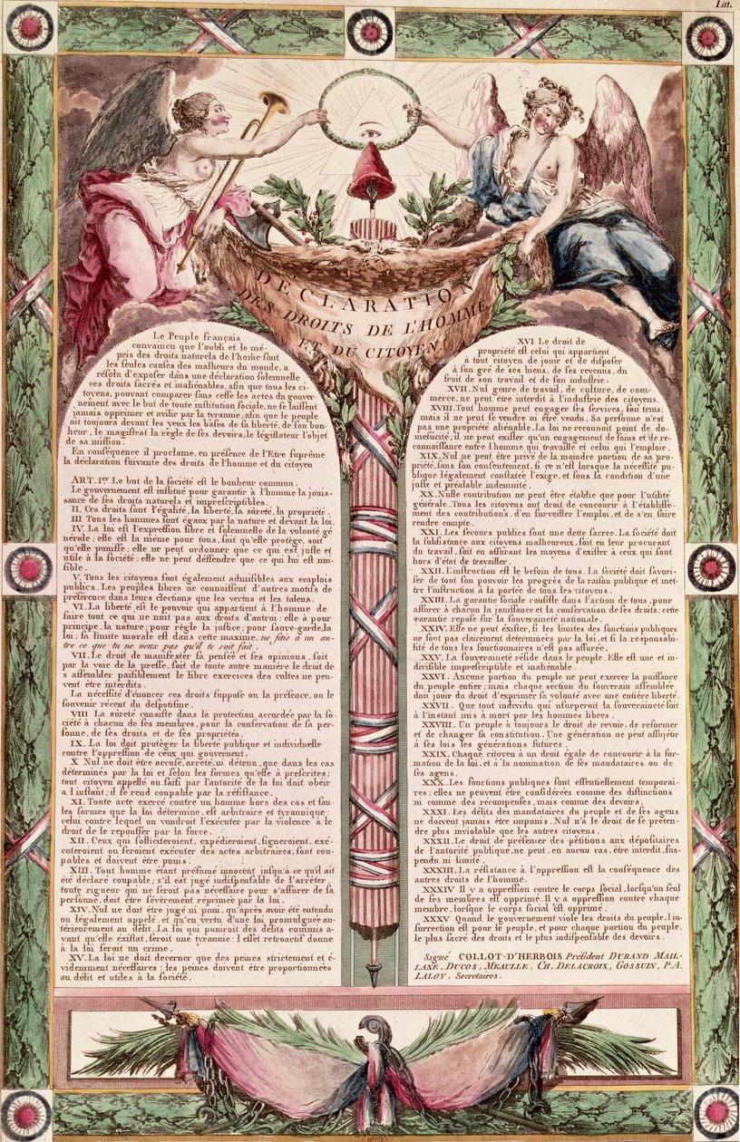 Människorättsförklaringen, 1793 av French School
