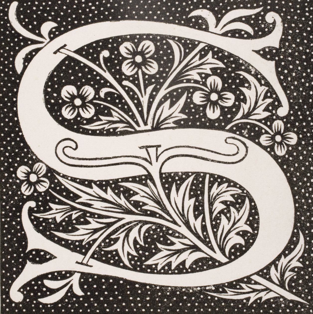 Dekorerad bokstav "S", från "Le Moyen Age et La Renaissance" av Paul Lacroix (1806-84), publicerad 1847. av French School