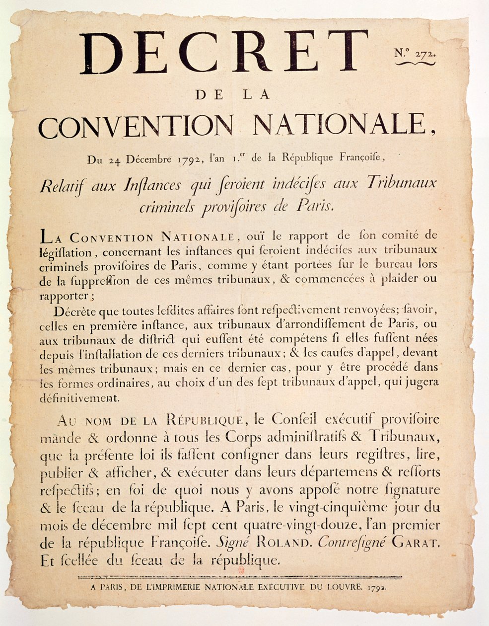 Nationalkonventets dekret den 24 december 1792 av French School