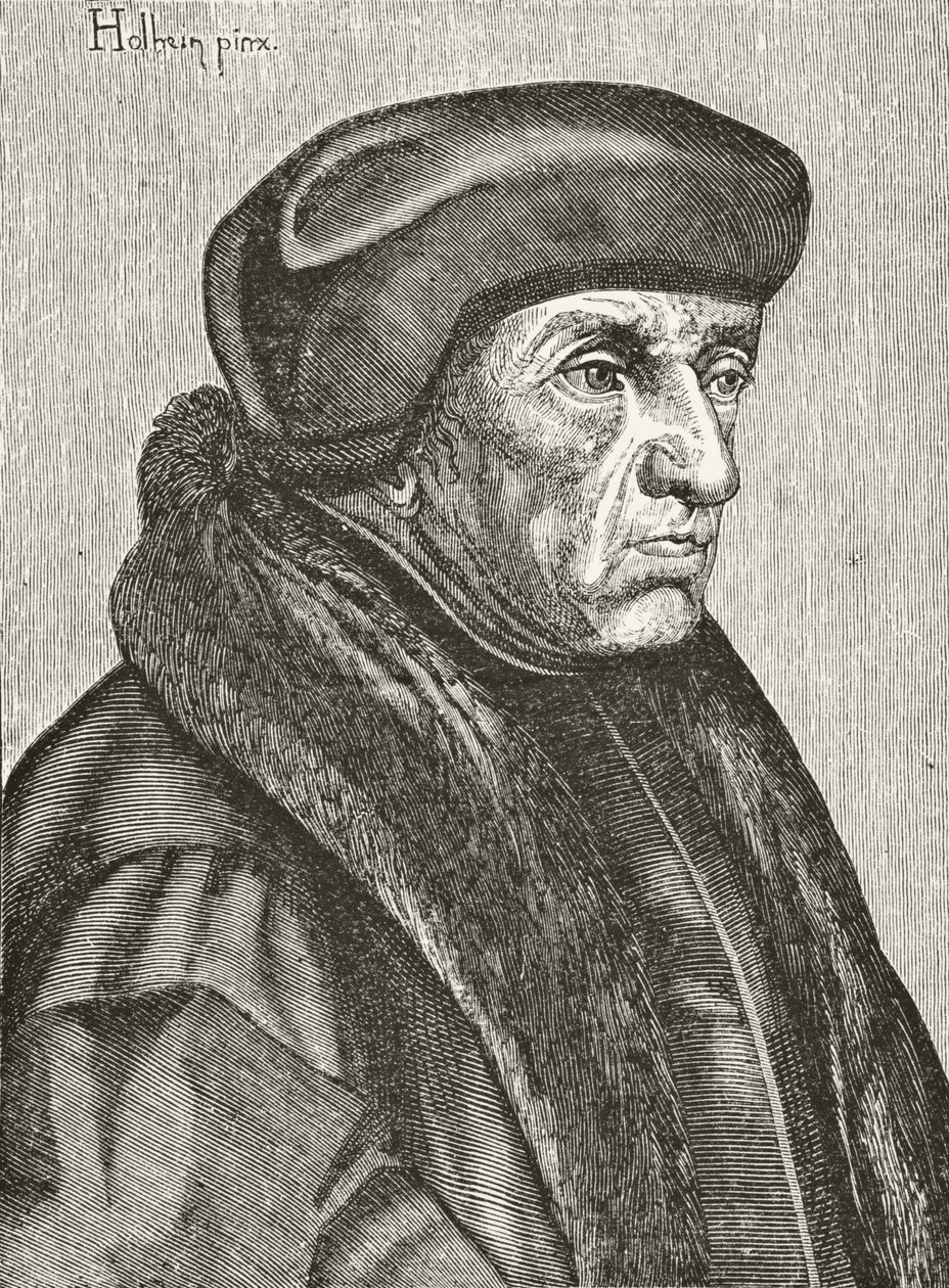 Desiderius Erasmus, från "Science and Literature in the Middle Ages" av Paul Lacroix (1806-84) publicerad London 1878 av French School