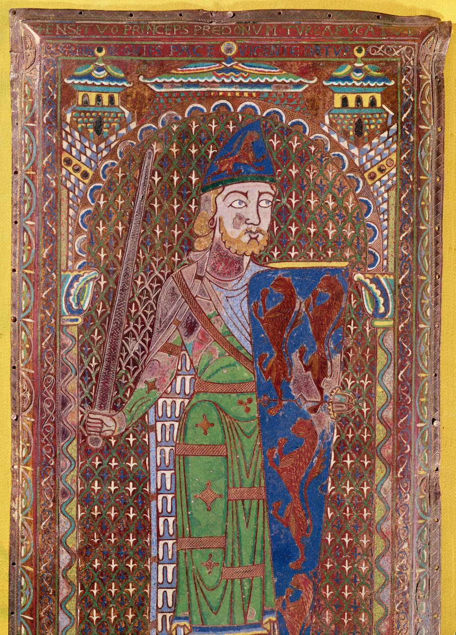 Detalj av Geoffrey Plantagenets gravplatta, c.1151-55 (emalj på förgylld koppar) (se även 179331) av French School
