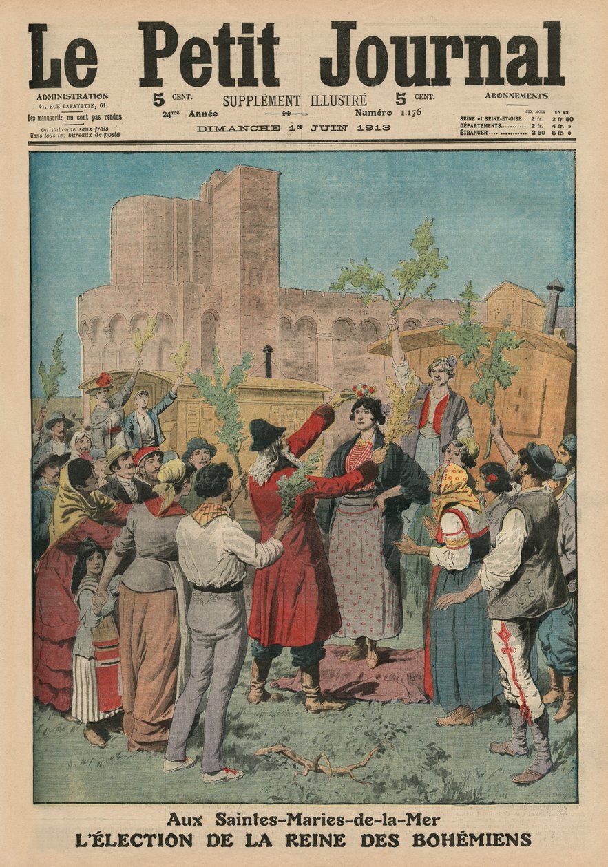 Val av bohemernas drottning, Sainte-Maries-de-la-Mer, framsidans illustration från 