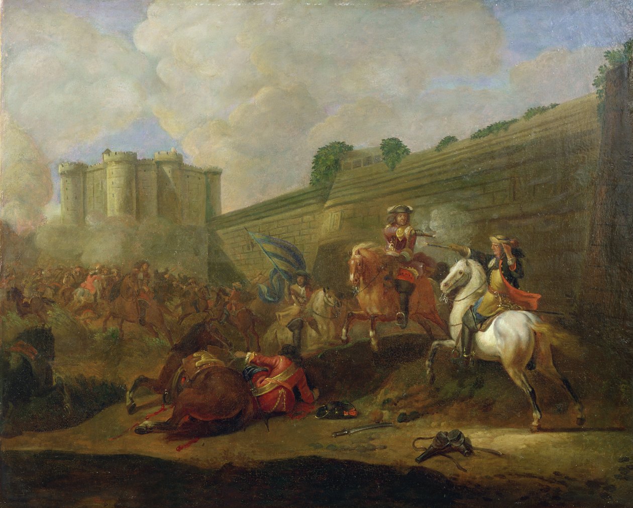 Avsnitt av Fronde at the Faubourg Saint-Antoine by the Walls of the Bastille, ca 1648 av French School