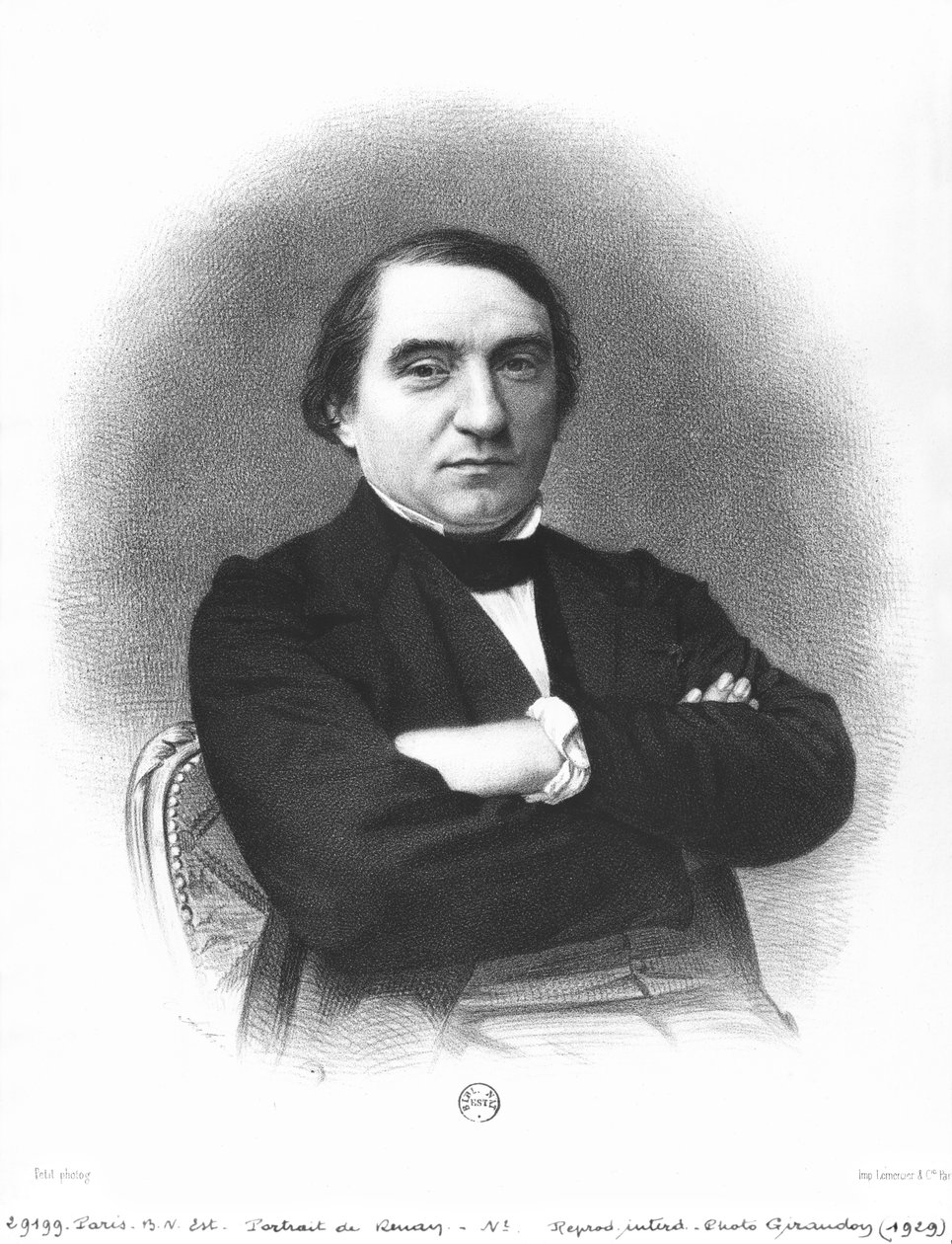 Ernest Renan (1823-92) efter ett fotografi av Pierre Petit (1832-1909) av French School