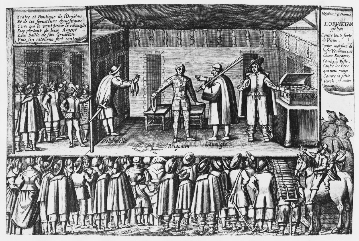 Fars om orvietanska säljare på Saint-Germain-mässan i Paris, ca 1620-30 av French School