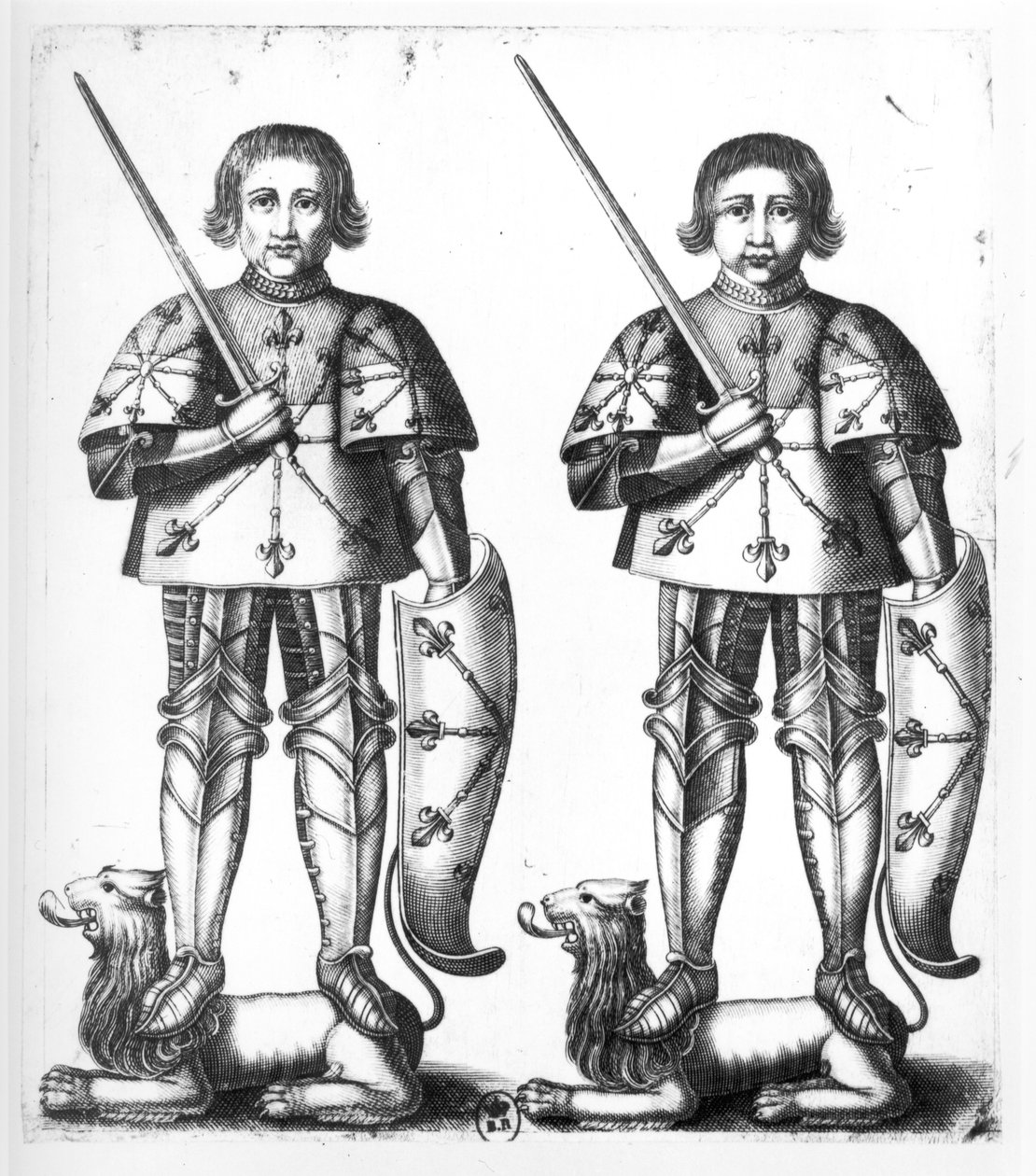 Foulques III Nerra (eller den svarta) (970-1040) och Geoffroy II Martel (1005-60) av French School