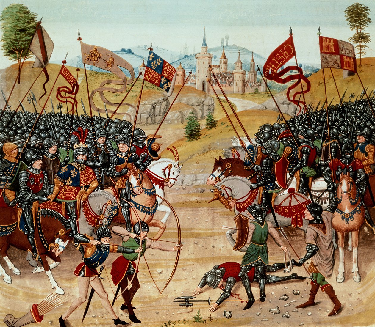 Fr 2643 f.312v Slaget vid Najera, 1367, från Froissarts krönika av French School