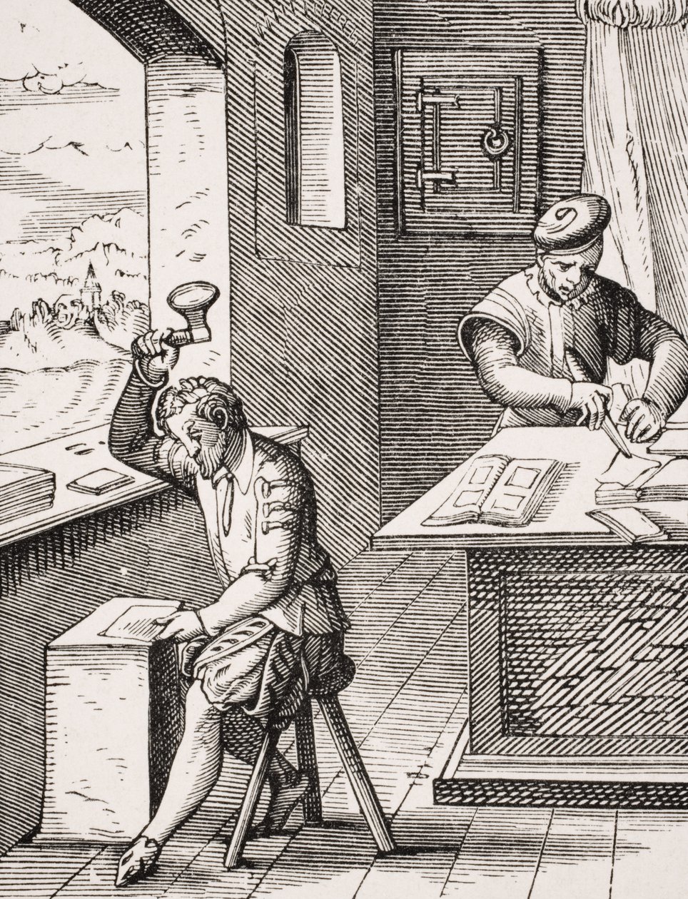Goldbeater, reproduktion av ett träsnitt av Jost Amman (1539-91) från 