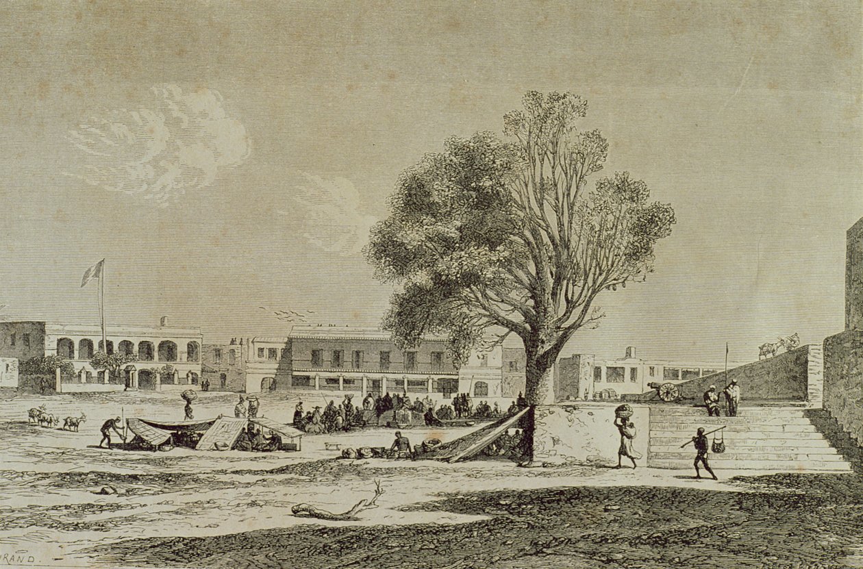 Goree Island, Senegal, på 1860-talet, graverat av Charles Maurand av French School