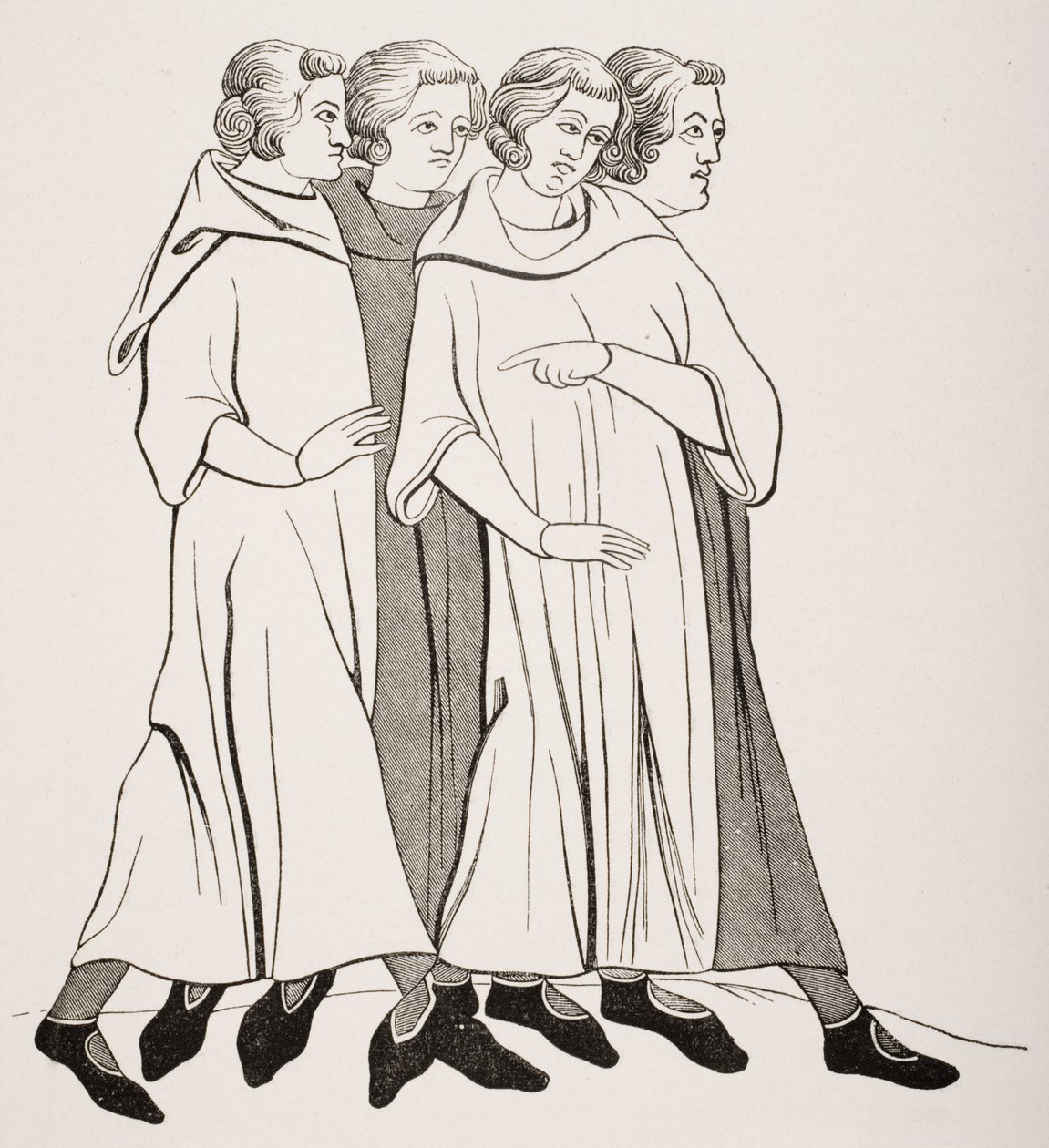 Group of Bourgeois, efter en miniatyr i ett 1200-talsmanuskript, från 