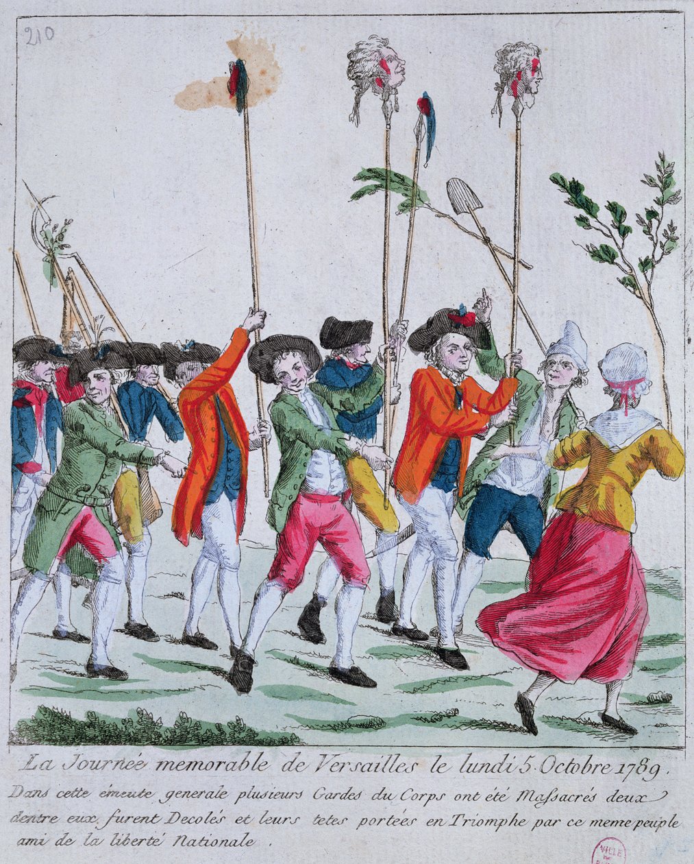Cheferna för två av kungens vakter dödade den 5 oktober 1789 i Versailles av den parisiska pöbeln bärs i triumf till Paris av French School
