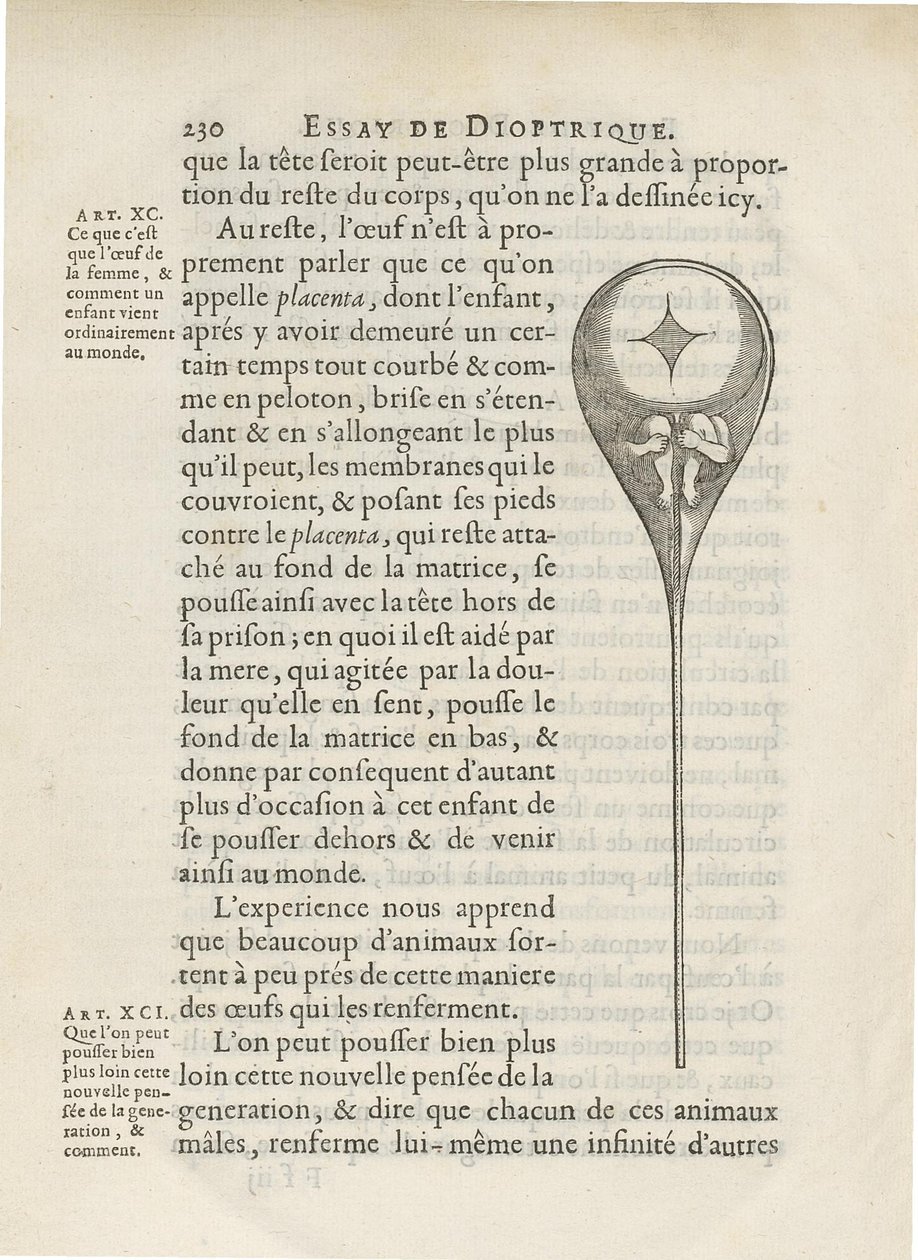 Homunculus avbildad inuti mänsklig sperma, från Essay de Dioptrique av Niklass Hartsoeker, 1694 av French School