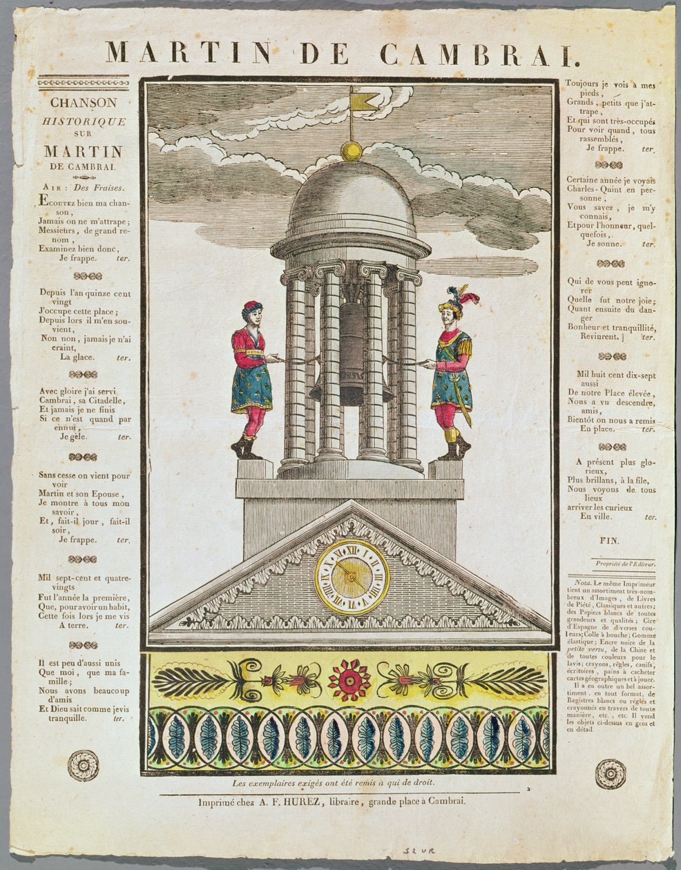 Illustrerat textblad för "Martin de Cambrai" av French School