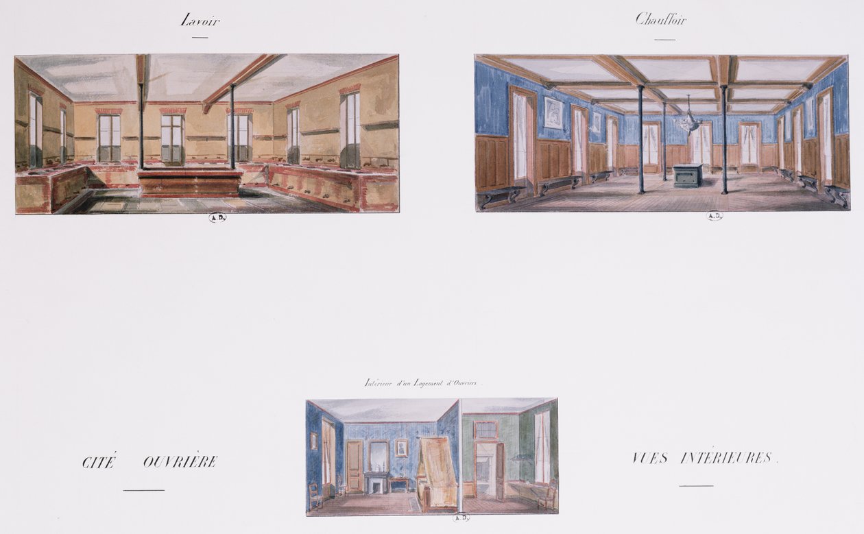 Inredningsdesign för Napoleons bostadsutveckling, 58 rue Rochechouart, Paris, 1849 av French School