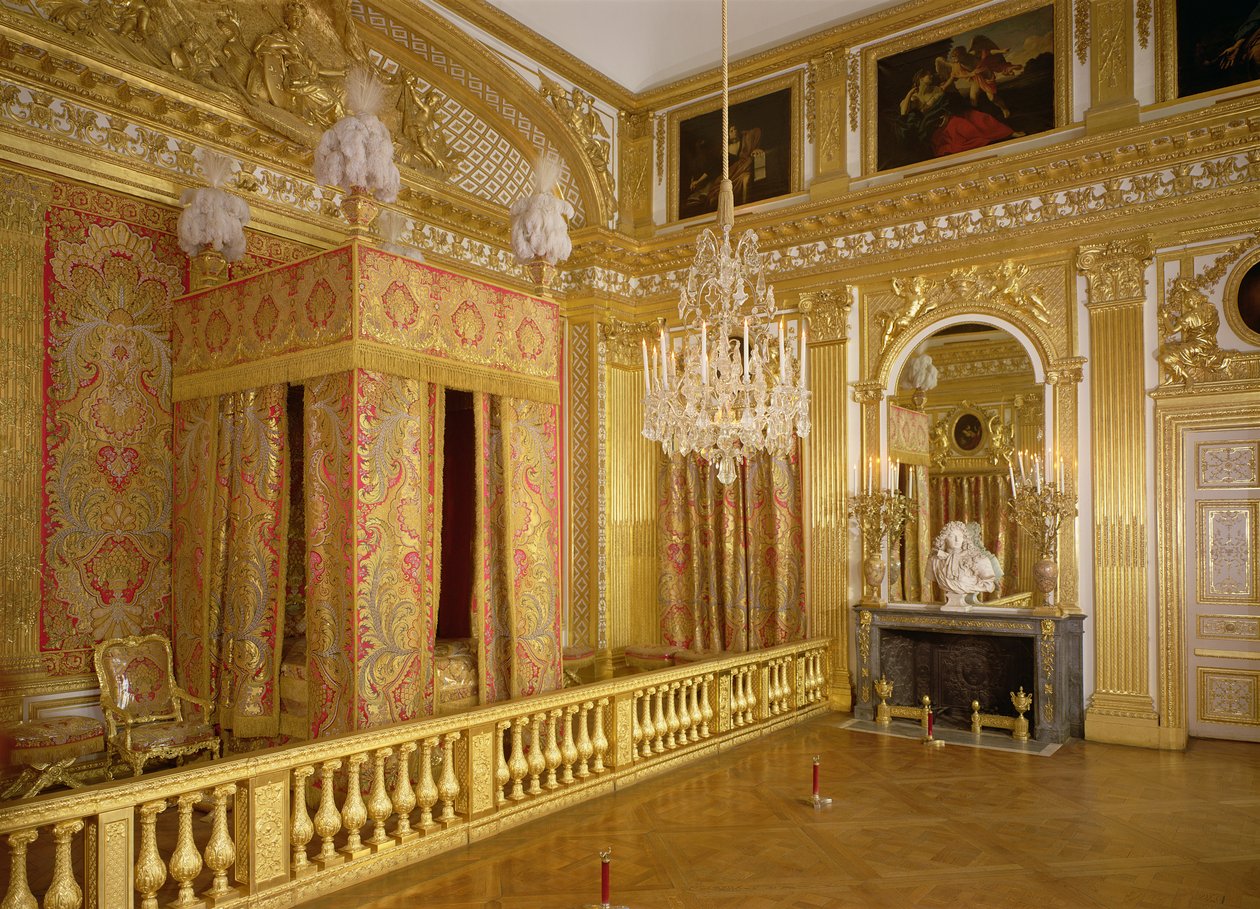 Interiör av Louis XIV sovrum, 1701-23 av French School