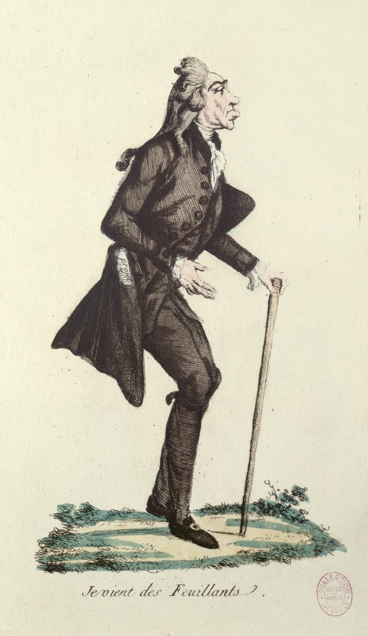 Je Viens des Feuillants, karikatyr av franska revolutionen, ca 1791-92 (färgad etsning) av French School