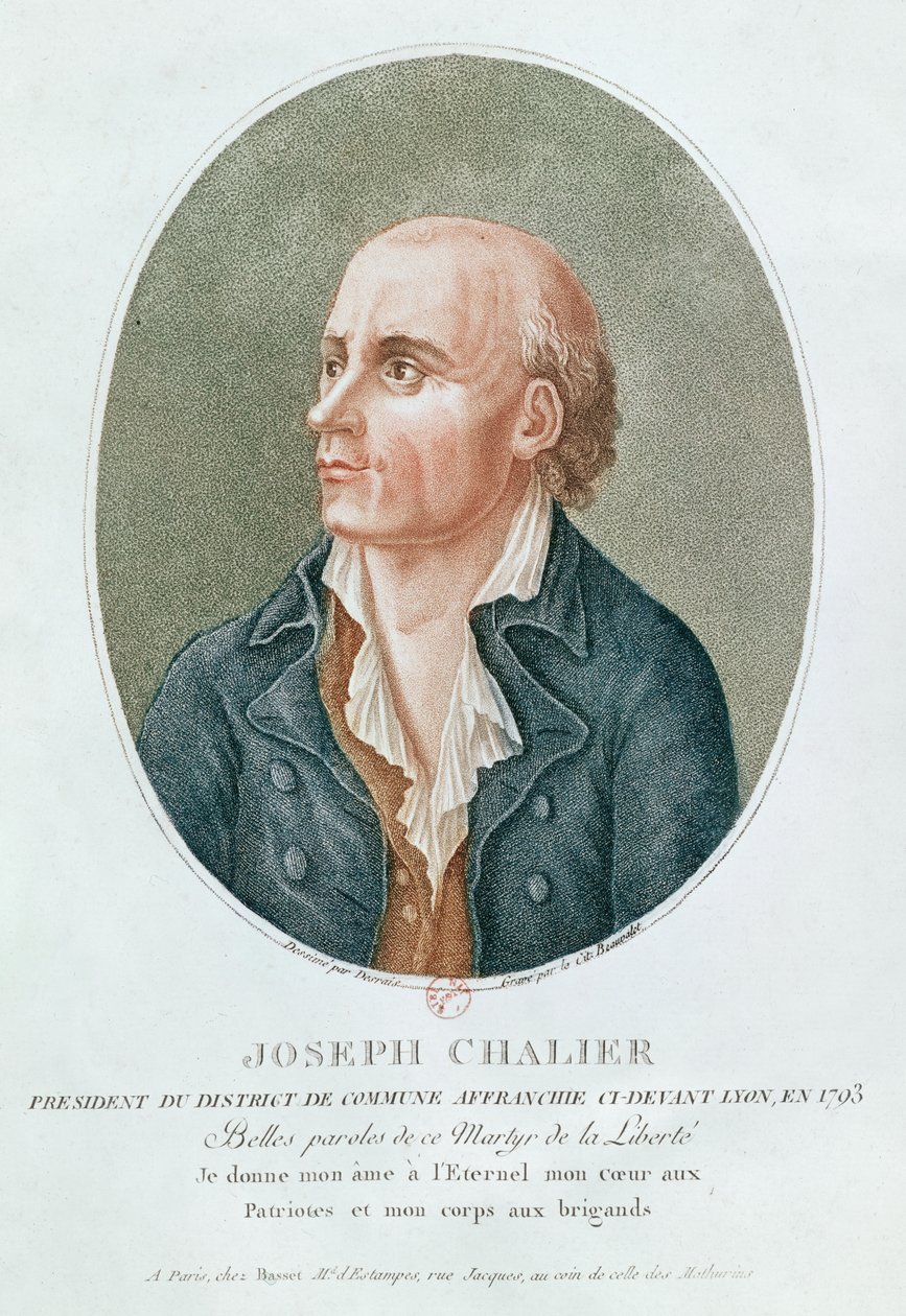Joseph Chalier (färggravyr) av French School