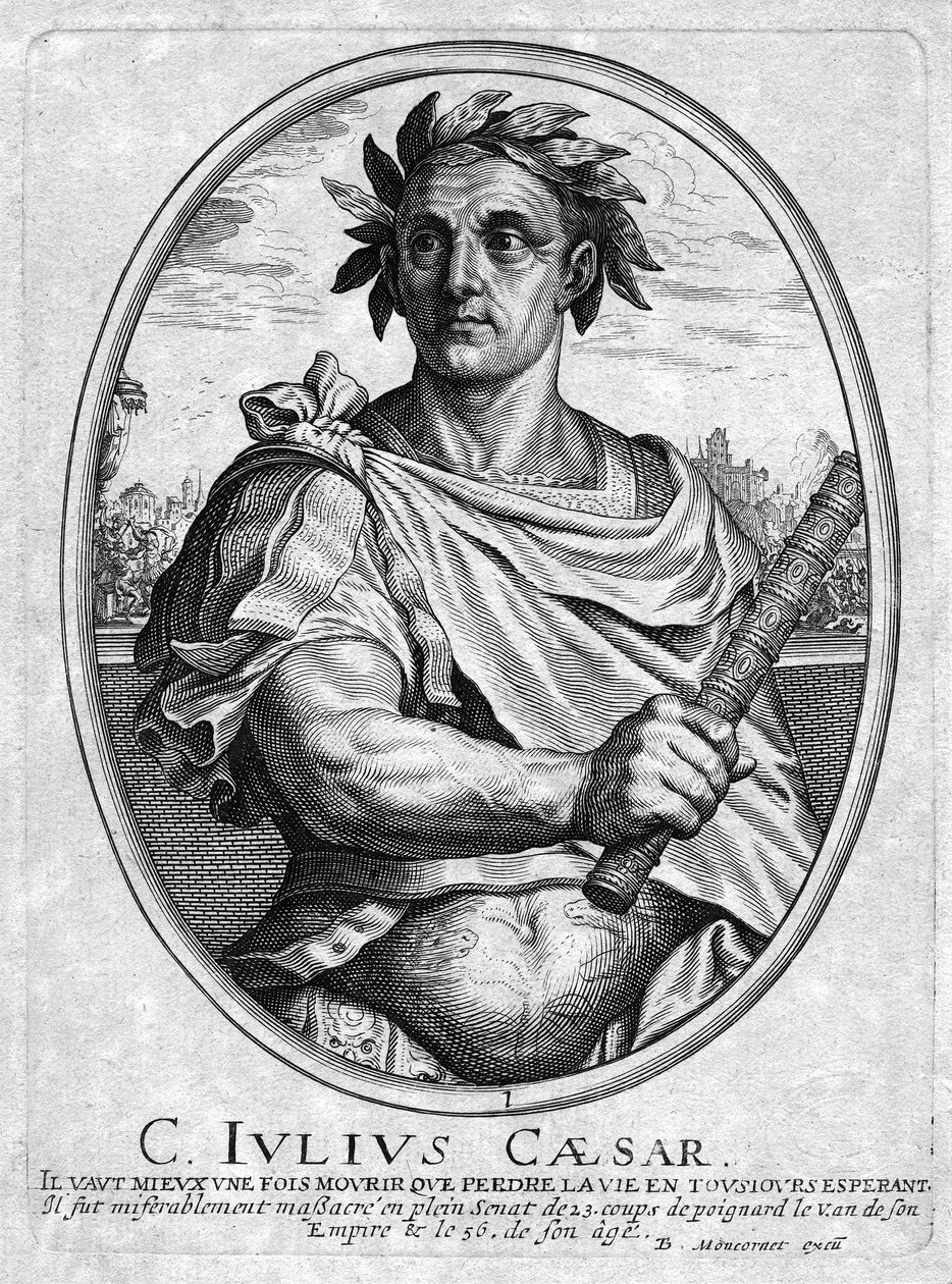 Julius Caesar, graverad av Balthazar Montcornet av French School