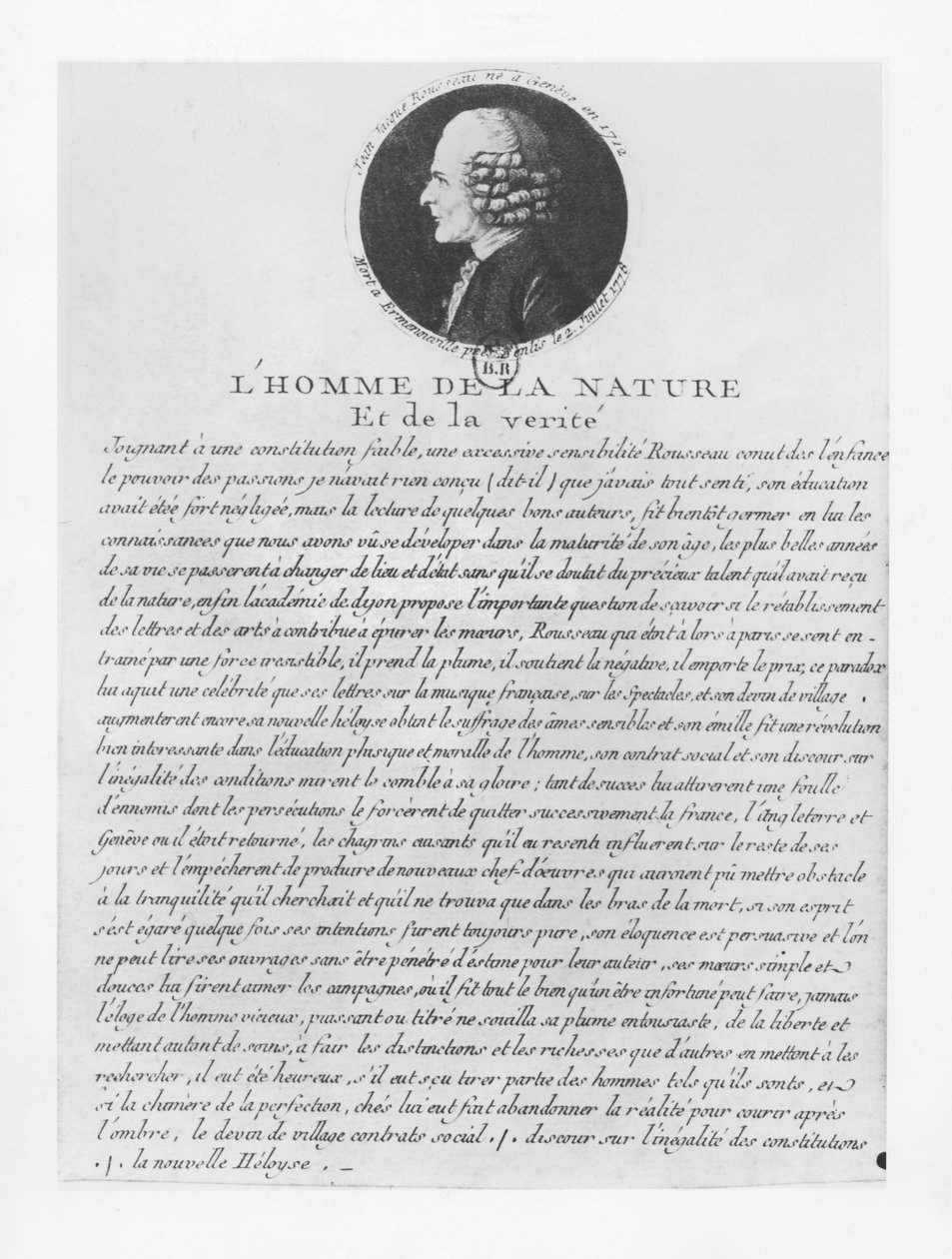 Mannen av naturen och sanningen, Jean-Jacques Rousseau av French School