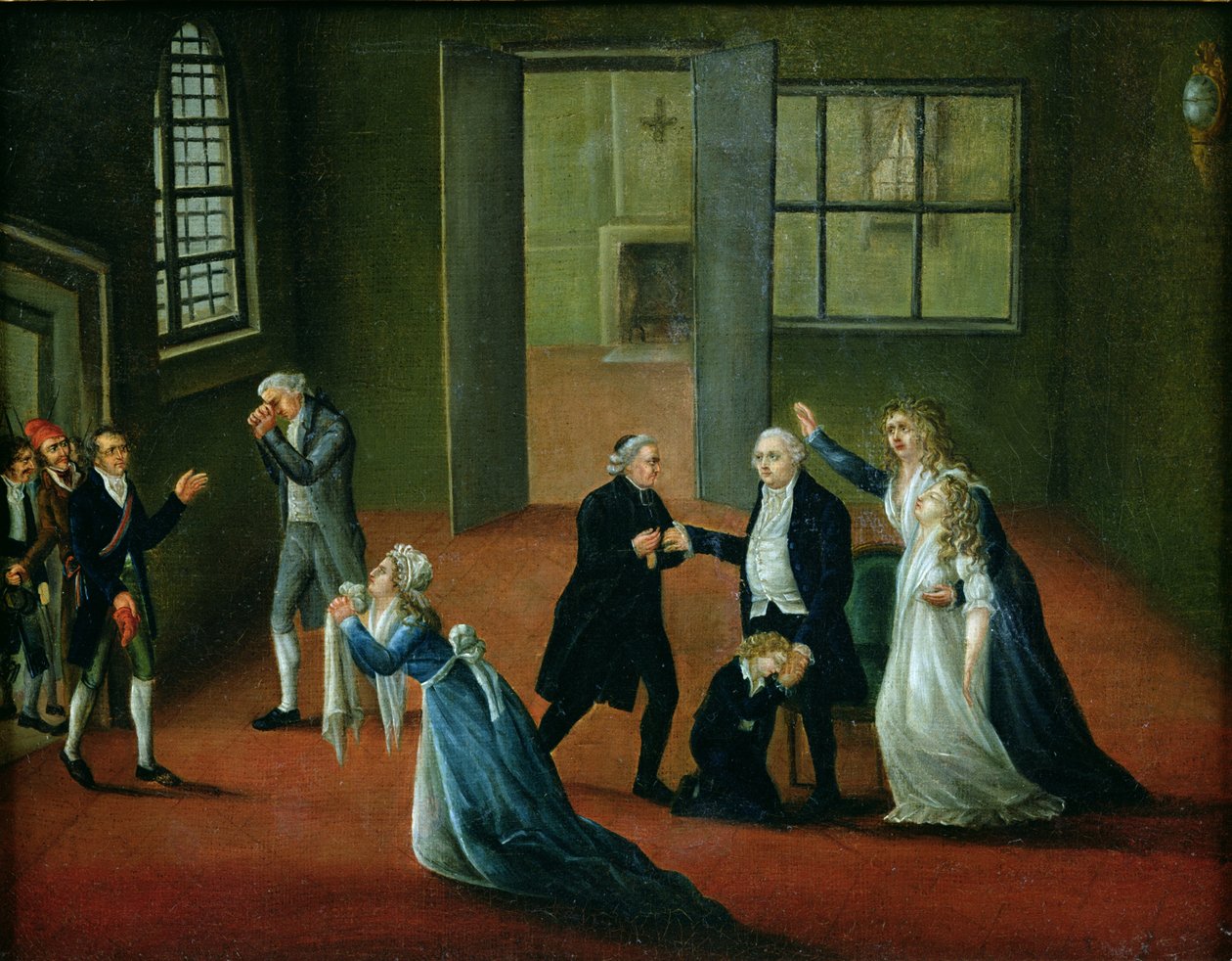 Ludvig XVI (1754-93) siger farvel til sin familie, 20. januar 1793 swed av French School