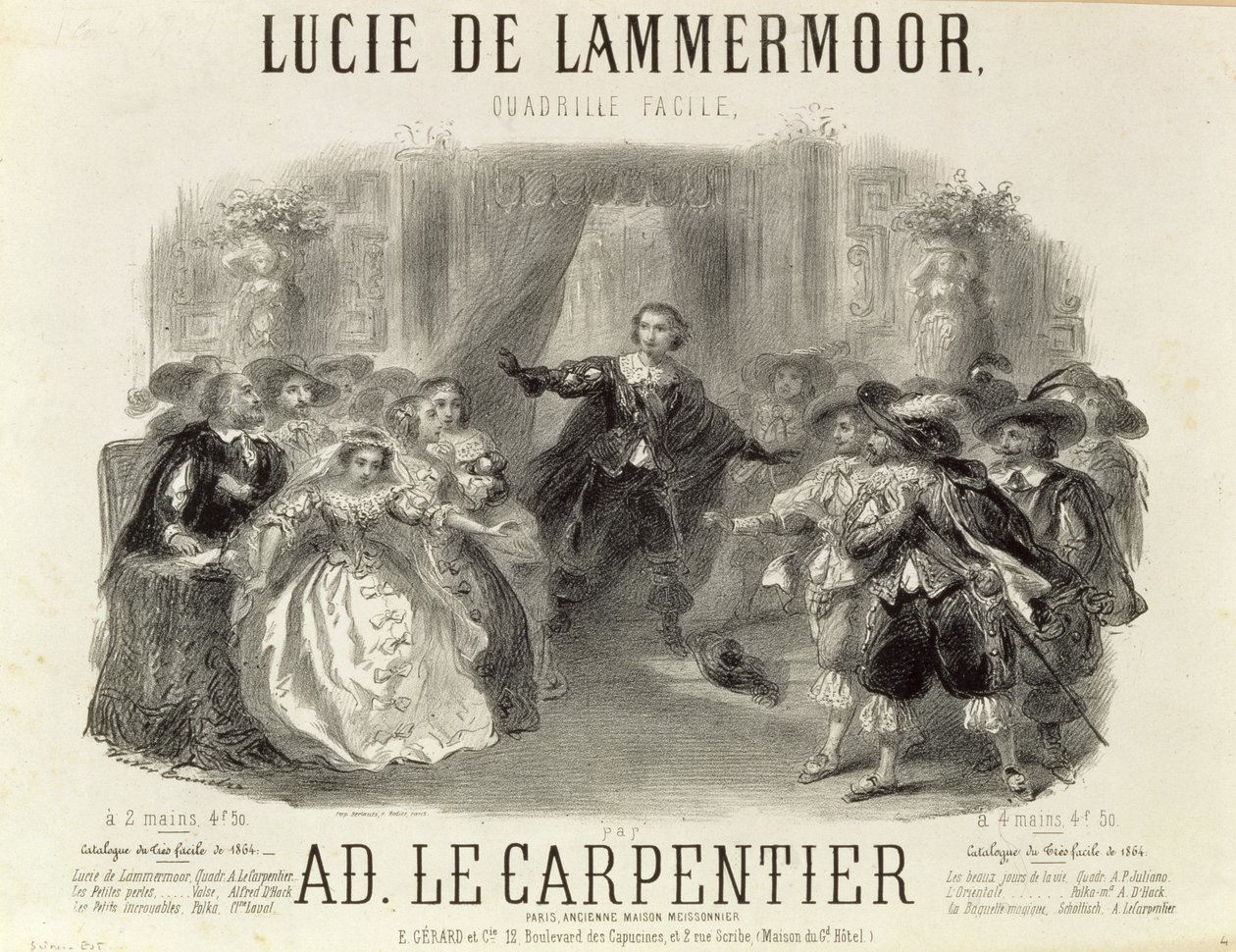 "Lucia de Lammermoor" operan av Domenico G M Donizetti (1797-1848), 1864 av French School