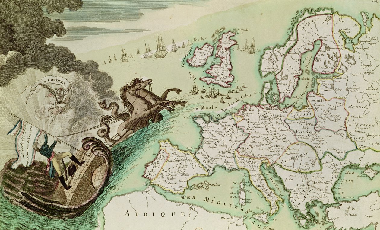 Karta som illustrerar sjöattacken på England av Napoleon Bonaparte (1769-1821) c.1803-04 av French School