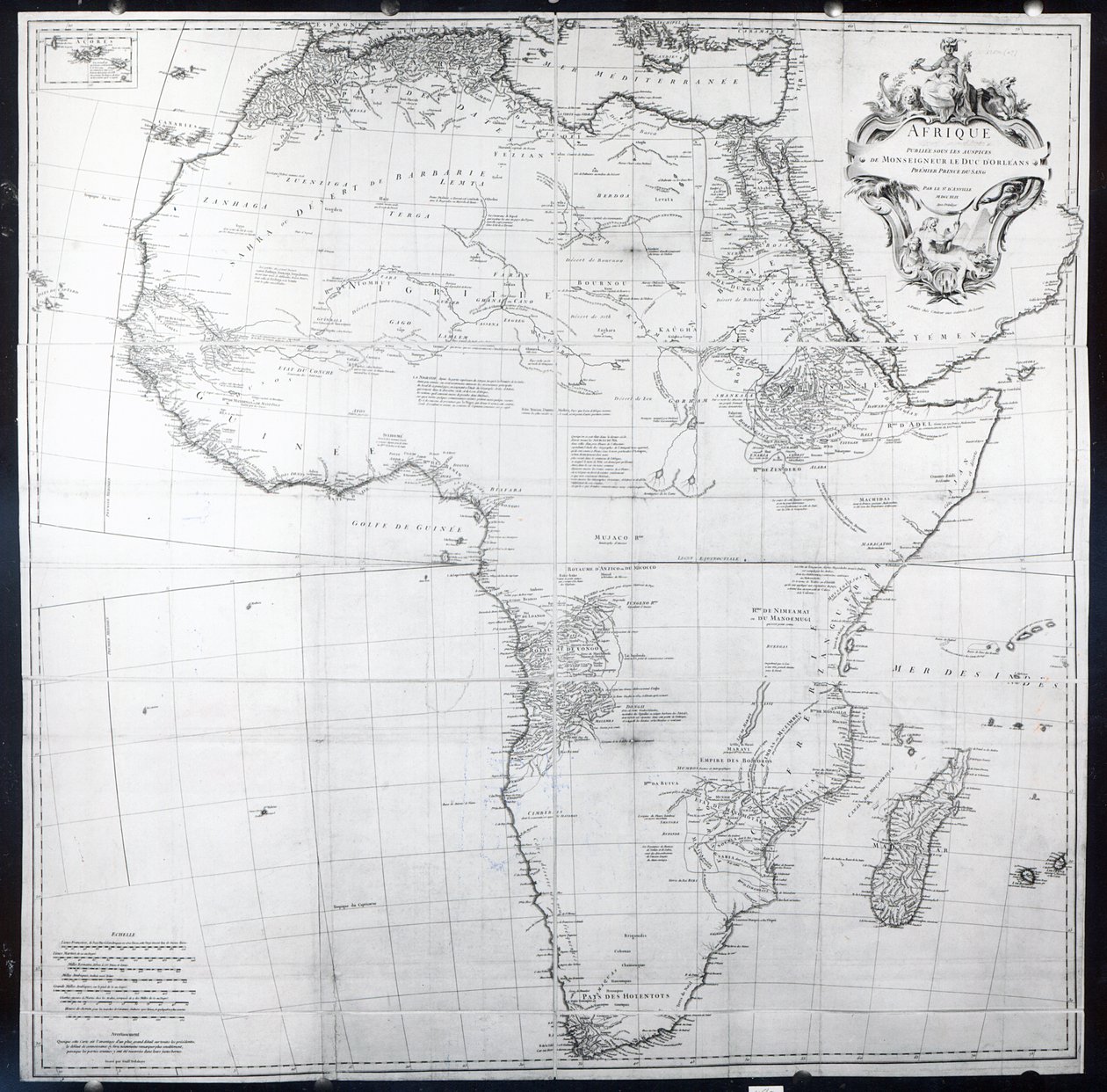 Karta över Afrika, graverad av Guillaume Delahaye, 1749 av French School